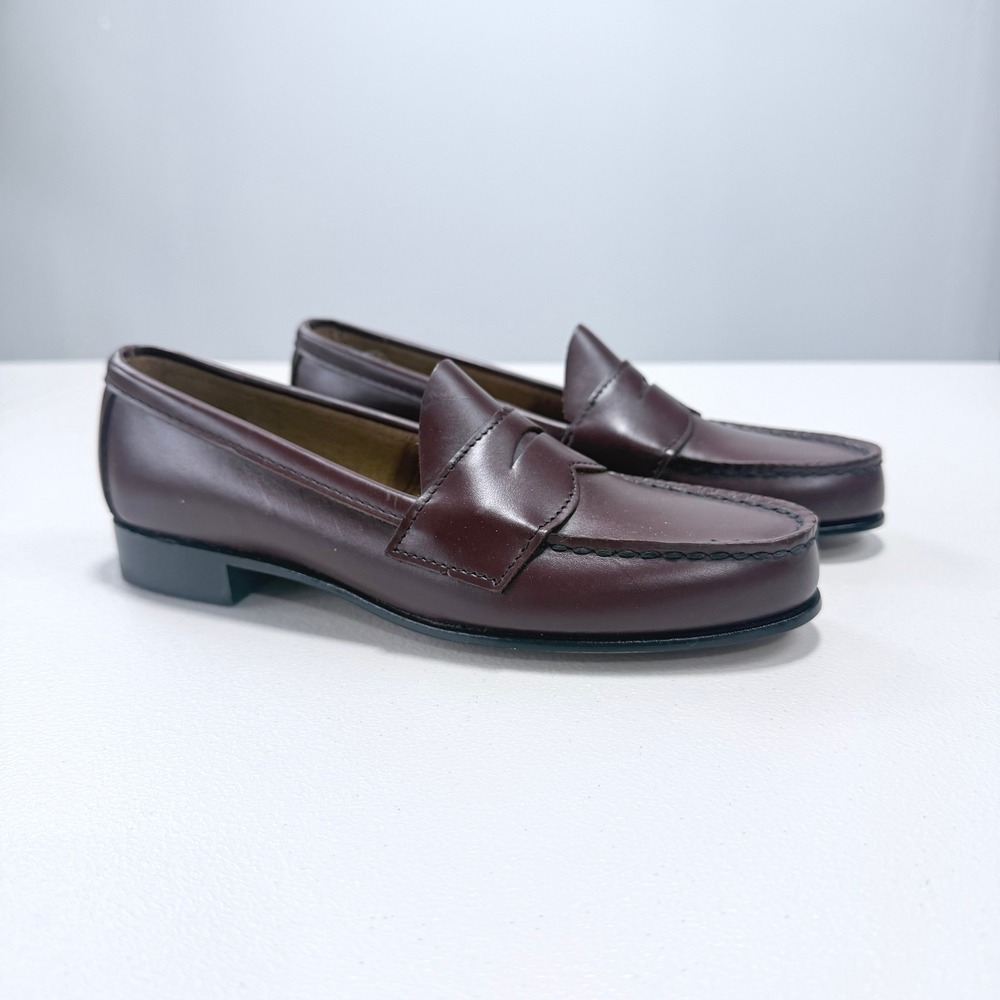 Quoddy Women Dark Burgundy Leather Penny Loafers Hand Stitched 6.5N B20135